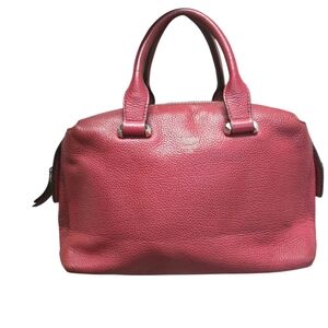 MCM Red Leather Satchel with Structured Design